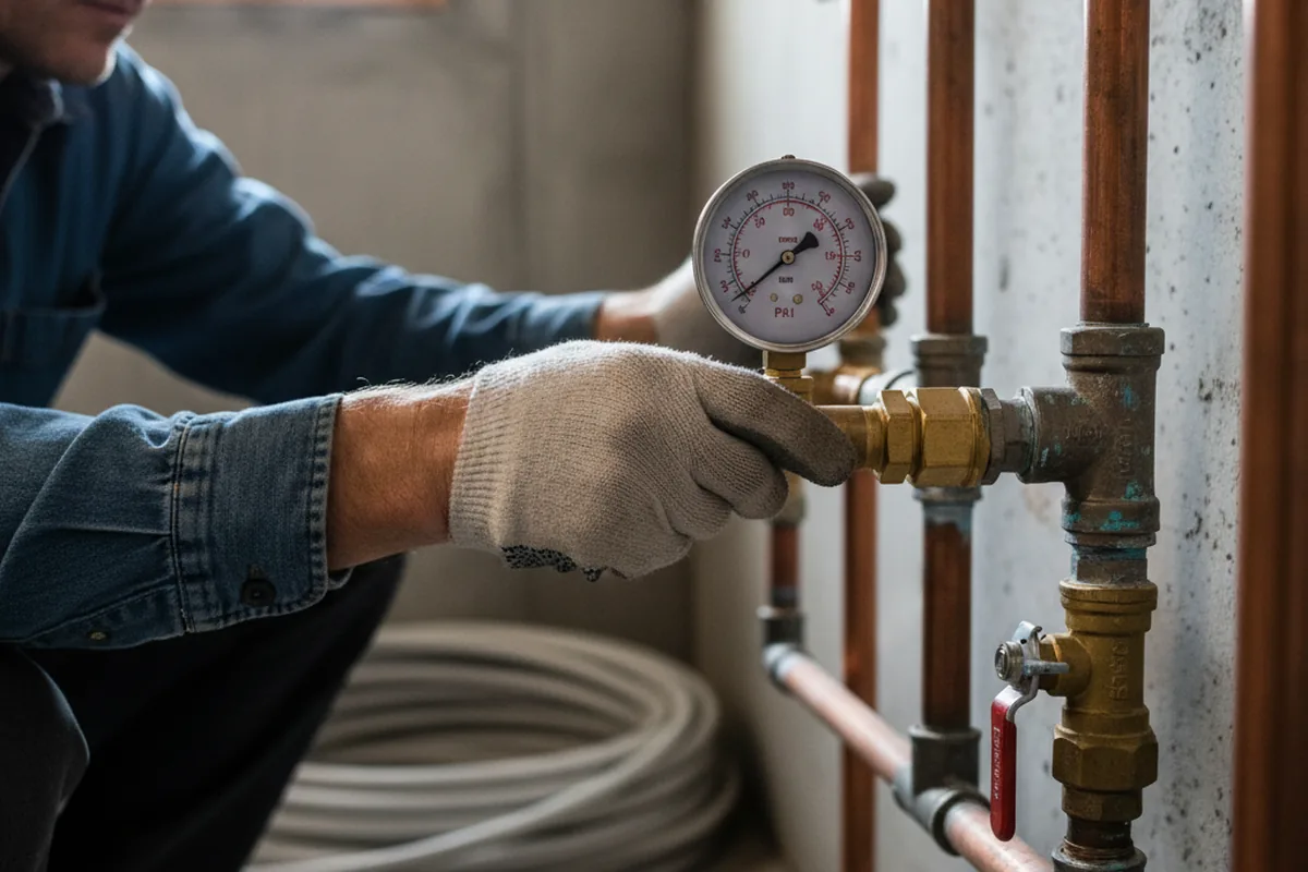 Pressure testing a repaired line during Water Line Repair in Mescalero